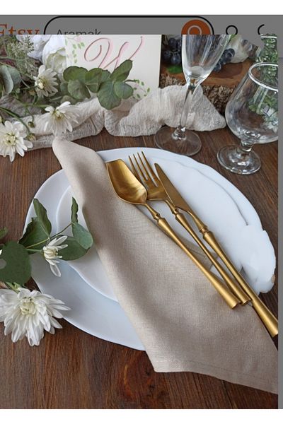 eyma home Χαρτοπετσέτα 100% Βαμβάκι Ακατέργαστη Λινά 30×30 Εκ. 6τμχ
