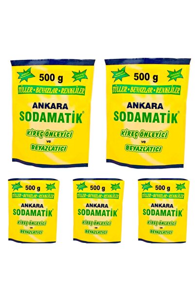 ankara sodamatik Kireç Önleyici ve Beyazlatıcı 500 gr * 5 Adet (Tüller - Beya...