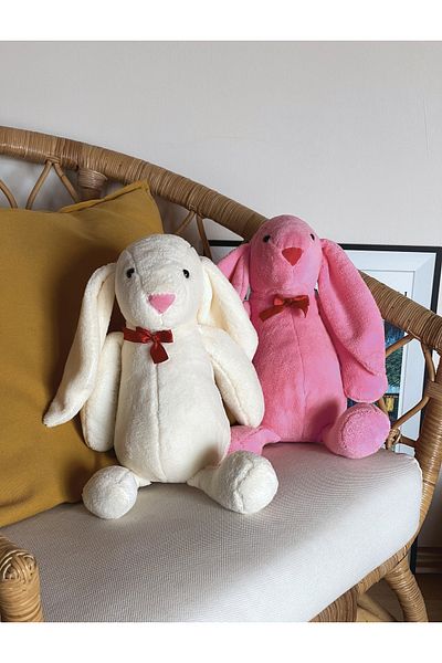 GELİNHOMES 65 Cm Plush Rabbit - Long Ear with Bow Tie, Comes in Different Colors