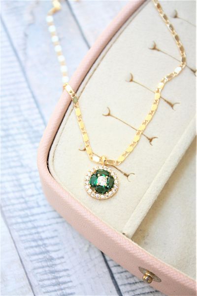 Neva GOLD PLATED THIN ARPA CHAIN ROUND CUT KHAKI COLOR ZIRCON SINGLE STONE NECKLACE