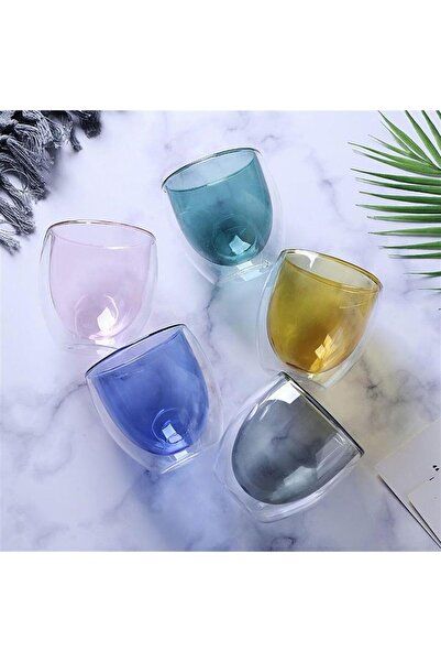 Hediye Vakti Renkli Çift Cidarlı Borosilikat Cam Kupa 250 Ml