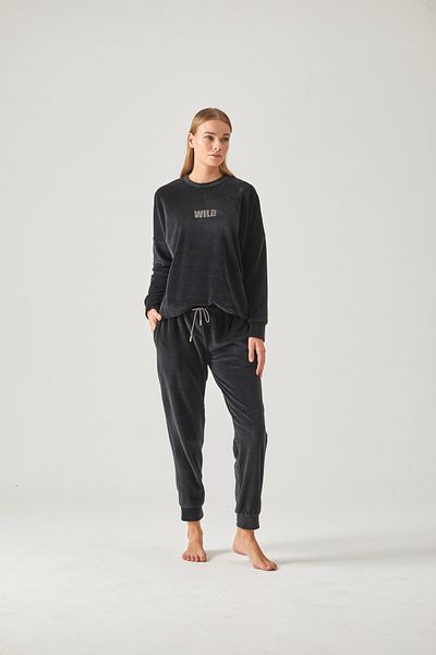 Pamuk & Pamuk Velvet BlackWildStone Printed Pajama Set