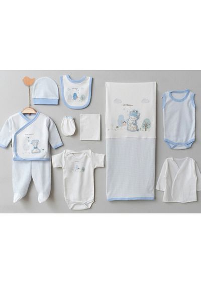 Necix's 6-Piece CUTE MONTHS BIRTH SET (10-Piece HOSPITAL EXIT, BABY BAG, SWADDLE, BLANKET, WIPES AND SOCKS SET)