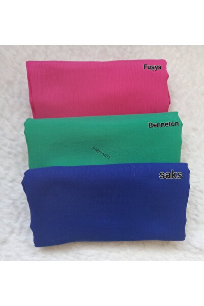 Trablus Жіночий бавовняний шарф-палантин, 3-х комплект Saks, Benneton, Фуша