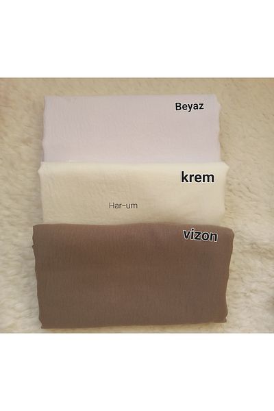 Trablus Hijab Women's Cotton Jazz Shawl Model - Set of 3 White, ecru, mink