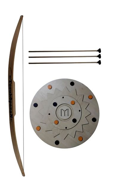 Ahtek Wooden Toy Set of 2, Shield + Hornbeam Arrow Bow Set 80 Cm
