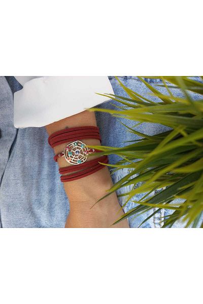 ZeynDesign Evil Eye Beaded Wrap Wrap Multi Bracelet Claret Red