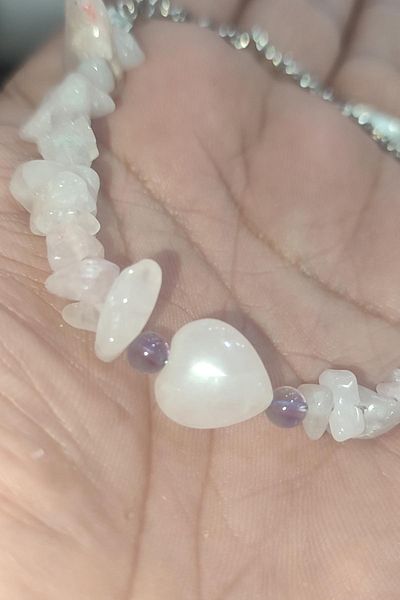 TAŞÇIZADE Pink Quartz Stone Style Heart Bracelet