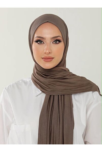 İSTANBULSTYLEMODA Βαμβακερό σάλι χτενισμένο ποιότητας Lycra - Dark Mink 180x7...