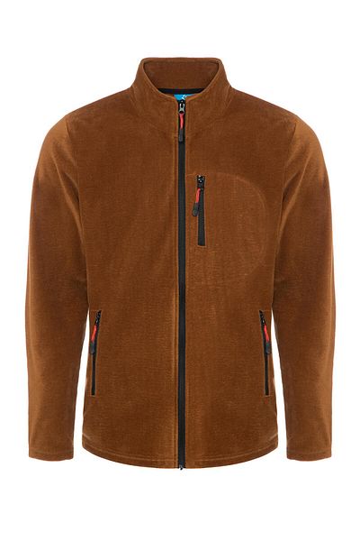 COMBİNE MİCHAİL Καφέ Fleece με 3 τσέπες και φερμουάρ