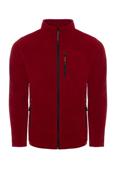 COMBİNE MİCHAİL Red Color Full Zipper 3 Pockets Fleece