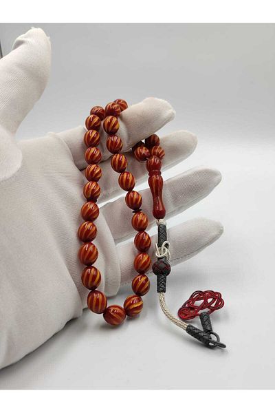 ALTUNTAŞ CRIMPING AMBER LASER CUT Rosary 8*12 MM 1000 STERLING SILVER CRIMPING TASSEL