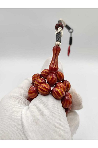 ALTUNTAŞ CRIMPING AMBER LASER CUT Rosary 8*12 MM 1000 STERLING SILVER CRIMPING TASSEL