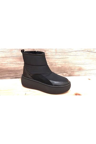 İpek Arya OGGO Snow Boot - Μαύρο, Υλικό Αλεξίπτωτου, Θερμική Γούνα, Αντιολισθητική Σόλα Μπότες Χιονιού