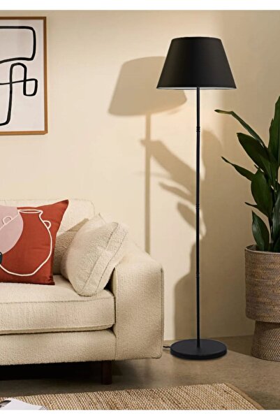 Modamonline Metal Lambader Siyah Konik Kumaş Abajur 7701