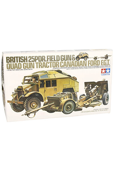 TAMIYA 1/35 British 25 PDR. Field Gun & Quad Tractor Plastik Askeri Araç Make...