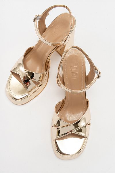 LuviShoes Pantofi cu toc pentru femei LELLO Gold