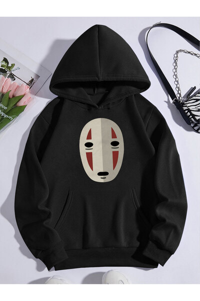 Adrift Unisex Oversize kroj Sa kapuljačom Kengur džep Harajuka maska Štampano