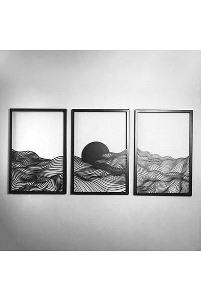 Colorfull Worlds Set de 3 Decoratiuni de Perete Verticale din Metal Sunset - Decoratiuni de Perete Cadou pentru Birou