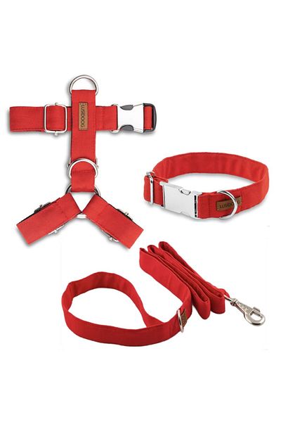 Lusi Doog Red Dog Leash Set Dog Chest Collar Dog Neck Collar Dog Walker Strap