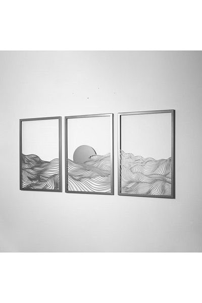 Colorfull Worlds Set de 3 Decoratiuni de Perete Verticale din Metal Sunset - Decoratiuni de Perete Cadou pentru Birou