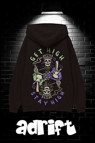 Yasolin Unisex Oversize kroj Sa kapuljačom Kengur džep Get High Stay High Šta...