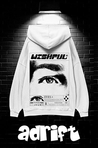 Yasolin Unisex Oversize Φούτερ με κουκούλα και τσέπη καγκουρό με στάμπα Wiffu...