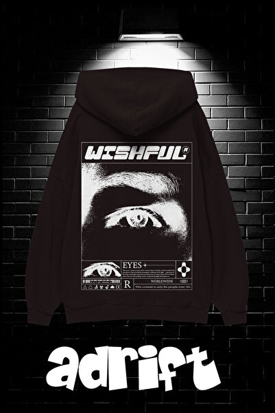 Yasolin Unisex Oversize kroj Sa kapuljačom Kengur džep Wıshful Štampano Dukse...