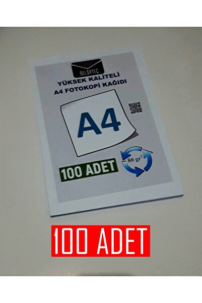 Belirteç 100 Adet A4 Fotokopi Kağıdı Yüksek Kalite 80 gr