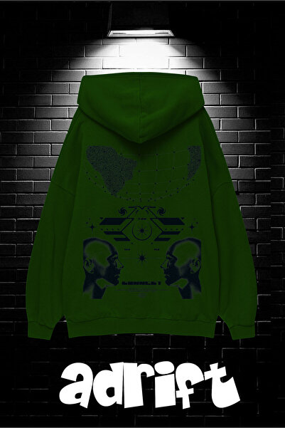 Yasolin سويت شيرت بقلنسوة كبير الحجم للجنسين مع جيب الكنغر Resro Futurism مطب...