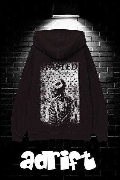 Yasolin Unisex Oversize kroj Sa kapuljačom Kengur džep Wasted Štampano Dukser...