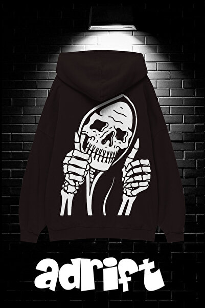 Yasolin Hanorac unisex supradimensionat cu glugă și buzunar tip cangur, cu im...