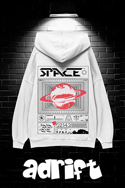 Yasolin Unisex Oversize kroj Sa kapuljačom Kengur džep Space Worldred Štampan...