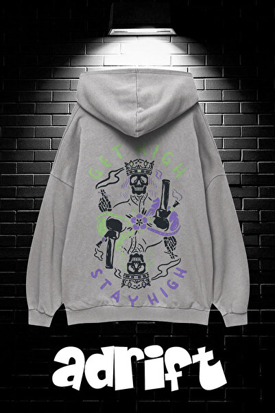 Yasolin Unisex Oversize kroj Sa kapuljačom Kengur džep Get High Stay High Šta...