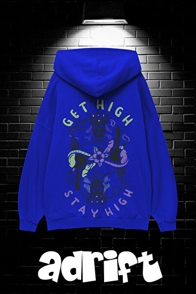 Yasolin Unisex Oversize kroj Sa kapuljačom Kengur džep Get High Stay High Šta...