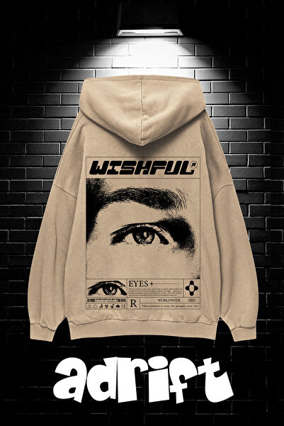 Yasolin Unisex Oversize kroj Sa kapuljačom Kengur džep Wıshful Štampano Dukse...