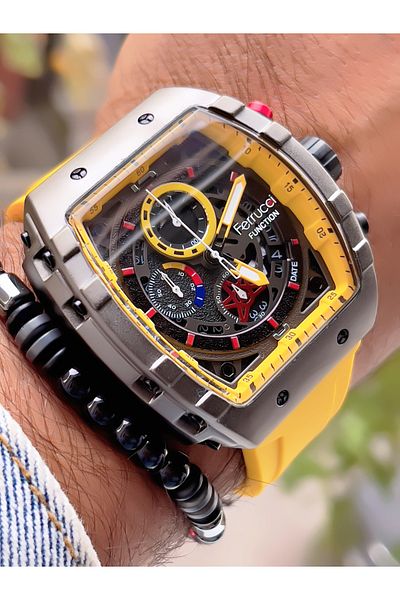 Ferrucci FERRUCCİ CHRONOMETER FUNCTIONAL SILICONE CORD MEN'S WRISTWATCH+WRISTBAND GIFT