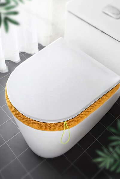 Emmaisie Yumuşak Dokulu Esnek Yıkanılabilir Klozet Kapağı Kılıfı Klozet Kapağı Örtüsü - Turuncu