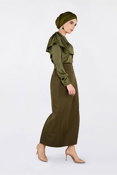 TRENDTESETTÜR Γυναικεία Χακί Μπλούζα Frilly 4202