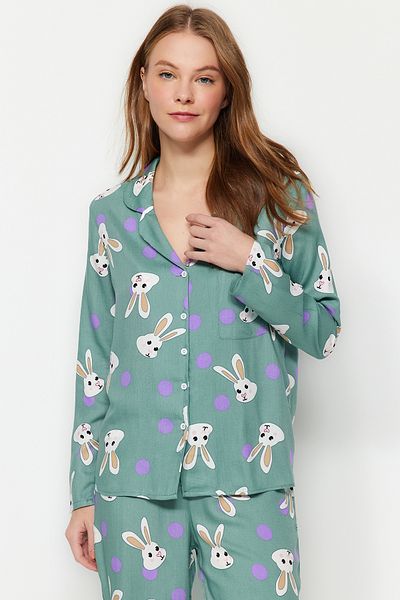 Trendyol Collection Multicolor Rabbit Print Viscose Woven Pajamas Set Thmaw21Pt0048