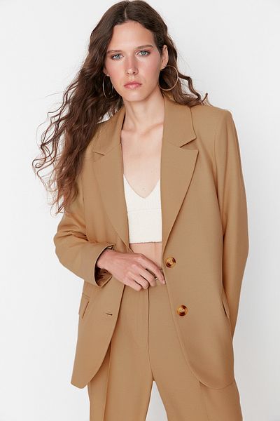 Trendyol Collection Brązowa marynarka z podszewką w limitowanej edycji - TWOAW23BC00132
