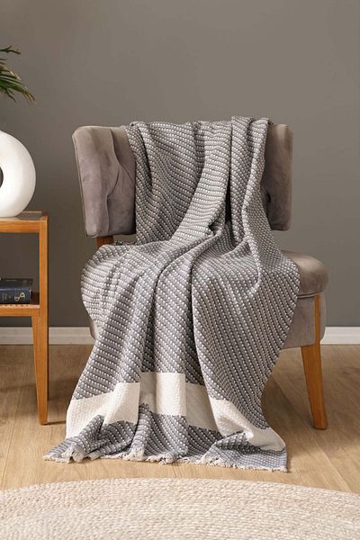 Karaca Home Wilma Anthracite Throw Blanket 130x170 Cm