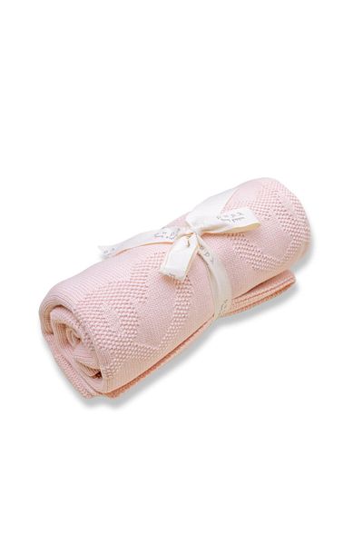 Minora 100% Cotton Knitwear Heart Pattern Baby Blanket PUDRA