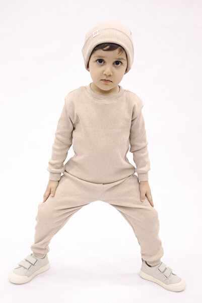 BALKABAĞI Taş Rengi Yumuşacık Fittili Bebek Ve Çocuk 3'lü Takım