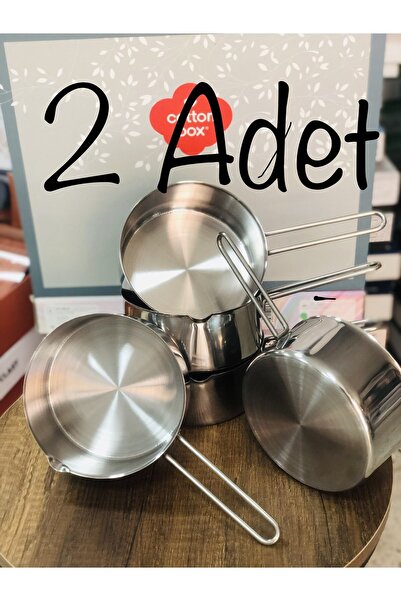 BİODATA 2 Adet Paslanmaz Çelik Sütlük Ve Sosluk 14-14 Cm Sos Tenceresi, Süt Kaynatma Cezvesi, Yumurta Haşlam