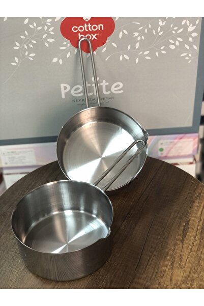 BİODATA 2 Adet Paslanmaz Çelik Sütlük Ve Sosluk 14-14 Cm Sos Tenceresi, Süt Kaynatma Cezvesi, Yumurta Haşlam