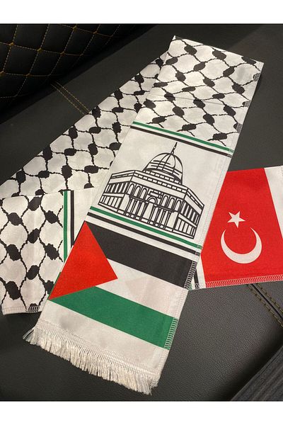 BAYRAK2023 PALESTINE AND TURKISH FLAG SATIN SCARF