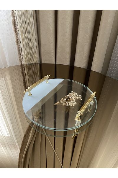 Housess Tavă de nuntă de logodnă cu geam dublu Tavă rotundă cu flori învechite reale 25 x 25 cm