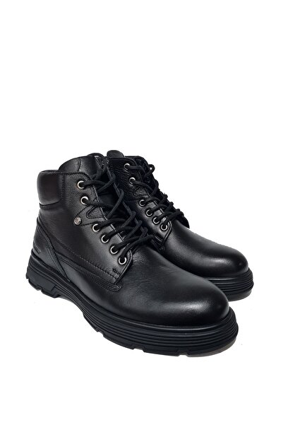 Voyager 4976 Siyah Fermuarlı Hakiki Deri Erkek Bot