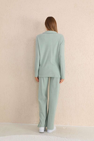 Miss Dünya Lissa Yeşil Fermuar Yakalı Yumoş Kumaş Hamile ve Lohusa Eşofman Takımı